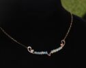 Ethiopian Opal Gemstone Bar Necklace Wire Wrapped in Gold Filled