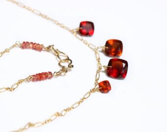 Hessonite Garnet Necklace, Red Orange Gemstone Necklace