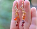 Multi Gemstone Orange Red Drop Colorful Earrings