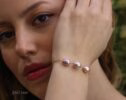 Peach and Pink Pearl Bracelet, High Luster Pearl Trio Chain Bracelet