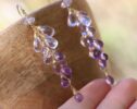 - Pink Amethyst Long Cluster Earrings in Gold Filled, Wire Wrapped Gemstone Statement Earrings