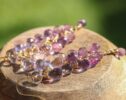 - Pink Amethyst Long Cluster Earrings in Gold Filled, Wire Wrapped Gemstone Statement Earrings