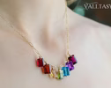 Rainbow Gemstone Necklace with Colorful Precious Stones