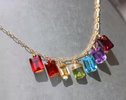 Rainbow Gemstone Necklace with Colorful Precious Stones