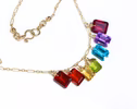 Rainbow Gemstone Necklace with Colorful Precious Stones