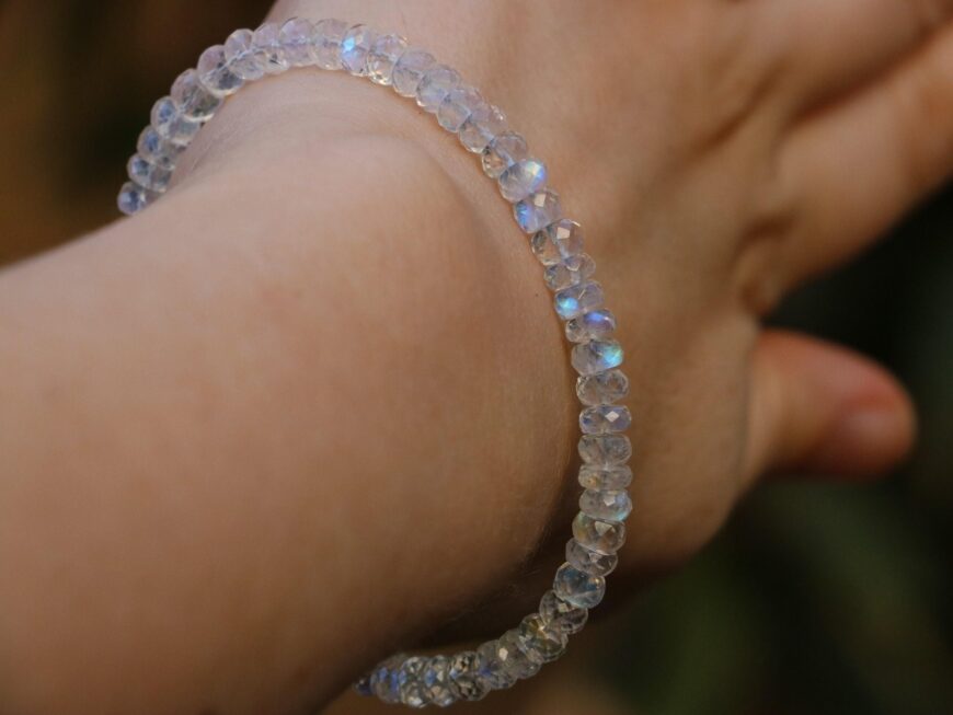 Rainbow Moonstone Blue Fire Bracelet