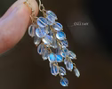 Rainbow Moonstone Dangle Cluster Earrings, Finest Quality Moonstone Earrings
