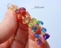 Rainbow Multi Gemstone Drop Earrings, Linear Gemstone Earrings