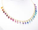 Rainbow Multi Gemstone Necklace in Gold Filled, Precious Drop Necklace
