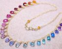 Rainbow Multi Gemstone Necklace in Gold Filled, Precious Drop Necklace
