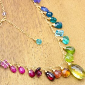 The Fancy Summer Necklace – Rainbow Multi Gemstone Necklace in Gold Filled, Precious Drop Necklace The Fancy Summer Necklace – Rainbow Multi Gemstone Necklace in Gold Filled, Precious Drop Necklace