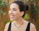 Rainbow Multi Gemstone Necklace in Gold Filled, Precious Drop Necklace