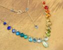 Rainbow Multi Gemstone Necklace in Gold Filled, Precious Drop Necklace