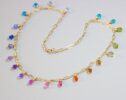 Rainbow Precious Drop Gemstone Necklace