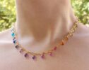 Rainbow Precious Drop Gemstone Necklace