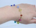 Rainbow Precious Gemstone Bracelet Wire Wrapped in Gold Filled