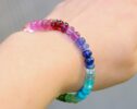 Solid Gold 14K Colorful Gemstone Bracelet, Semi Precious Stone Bracelet