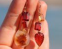 - Solid Gold 14K Dendritic Agate, Hessonite Garnet and Citrine Earrings, One of a Kind