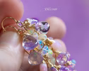 - Solid Gold 14K Ethiopian Opal and Lavender Pink Gemstone Earrings