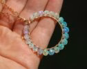 Solid Gold 14K Ethiopian Opal Gemstone Hoop Pendant