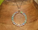 Solid Gold 14K Ethiopian Opal Gemstone Hoop Pendant