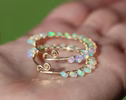 Solid Gold 14K Ethiopian Opal Gemstone Hoop Pendant