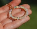Solid Gold 14K Ethiopian Opal Gemstone Hoop Pendant