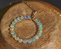 Solid Gold 14K Ethiopian Opal Gemstone Hoop Pendant