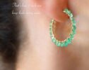 Solid Gold 14K Ethiopian Opal Wire Wrapped Gemstone Hoop Earrings