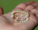 Solid Gold 14K Ethiopian Opal Wire Wrapped Gemstone Hoop Earrings