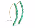 - Solid Gold 14K Genuine Emeralds Earrings, Modern Open Hoop Earrings