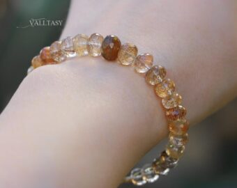 Solid Gold 14K Golden Rutilated Quartz Bracelet