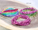 Solid Gold 14K Pink Tourmaline Multi Wrap Bracelet Necklace, Multi Layered Bracelet, Double Layered Necklace, One of a Kind
