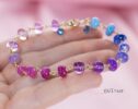Solid Gold 14K Purple Pink Gemstone Bracelet, Wire Wrapped Bracelet with Pink Sapphires, Rubies and Tanzanites