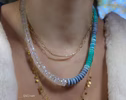 - Solid Gold 14K Rainbow Moonstone Necklace, Blue Ombre Moonstone Beaded Necklace, One of a Kind