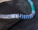 - Solid Gold 14K Rainbow Moonstone Necklace, Blue Ombre Moonstone Beaded Necklace, One of a Kind