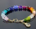 Solid Gold 14K Rainbow Precious Gemstone Bracelet, Chakra Gemstone Bracelet