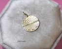 Solid Gold 14K Round Medallion Sun and Stars Charm