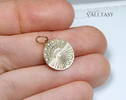 Solid Gold 14K Round Medallion Sun and Stars Charm