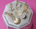 Solid Gold 14K Round Medallion Sun and Stars Charm