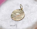 Solid Gold 14K Round Medallion Sun and Stars Charm