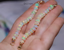 Solid Gold 14K Silk Knotted Ethiopian Opal Bracelet, Two Opal Halves Bracelet