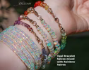 Solid Gold 14K Silk Knotted Ethiopian Opal Bracelet, Two Opal Halves Bracelet