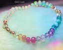 Solid Gold 14K Silk Knotted Ethiopian Opal Pastel Bracelet, Half Opal Half Pastel Bracelet