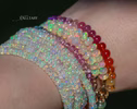 Solid Gold 14K Silk Knotted Ethiopian Opal Pastel Bracelet, Half Opal Half Pastel Bracelet