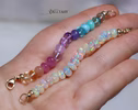 Solid Gold 14K Silk Knotted Ethiopian Opal Pastel Bracelet, Half Opal Half Pastel Bracelet
