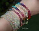 Solid Gold 14K Silk Knotted Ethiopian Opal Rainbow Bracelet, Half Opal Half Rainbow Bracelet