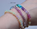 Solid Gold 14K Silk Knotted Ethiopian Opal Rainbow Bracelet, Half Opal Half Rainbow Bracelet