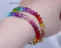 Solid Gold 14K Silk Knotted Ethiopian Opal Rainbow Bracelet, Half Opal Half Rainbow Bracelet