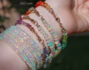 Solid Gold 14K Silk Knotted Ethiopian Opal Rainbow Bracelet, Half Opal Half Rainbow Bracelet